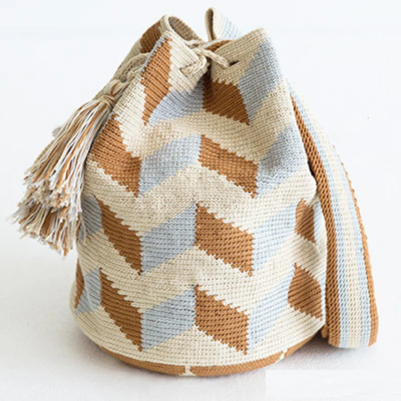 Wayuu вязание крючком ручной DIY Вибрационный классический мешок загадочный Тотем из колумбийских меньшинств ручной работы волнистые кружева нить группа линия - Цвет: Армейский зеленый
