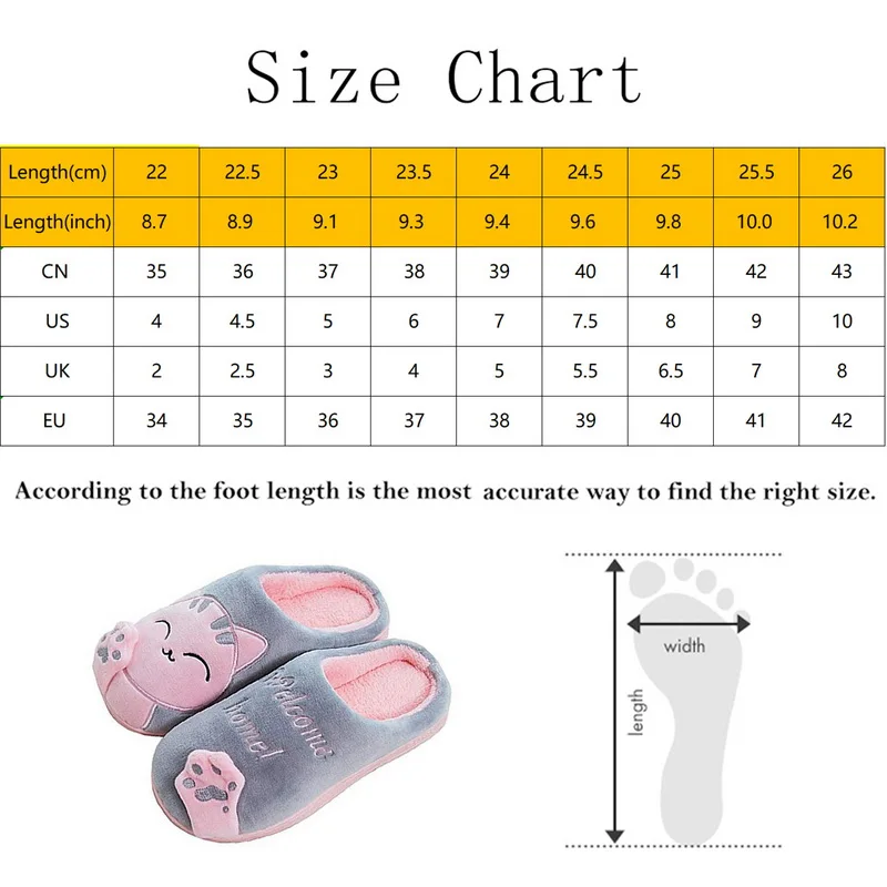 Home Women Winter Slippers Cartoon Cat Shoes Non-slip Soft Winter Warm House Slippers Indoor Bedroom Lovers Couples Floor