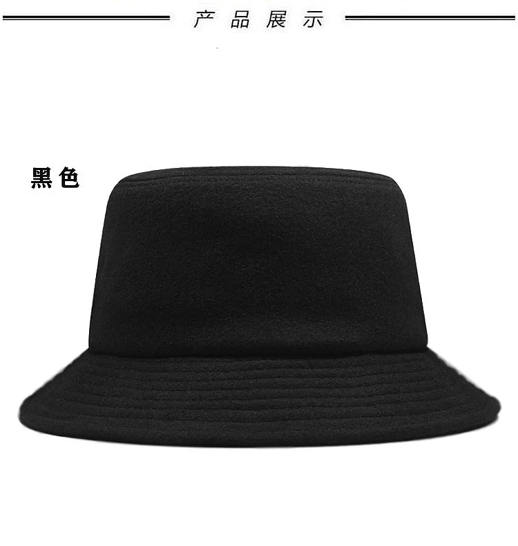 Big Head Men Large Size Wool Fisherman Hat Male Winter Short Brim Panama Cap Man Plus Size Felt Bucket Hat 56-60cm 60-65cm