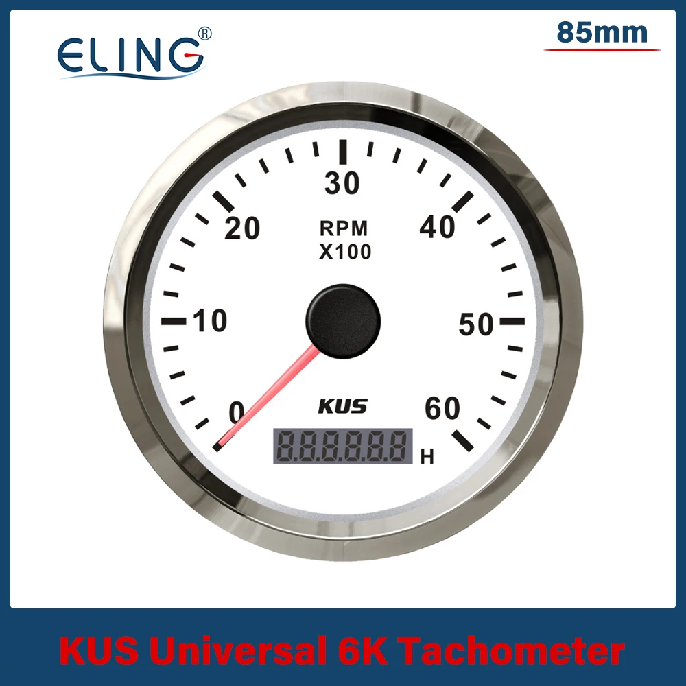 KUS Universal Waterproof 85mm Engine Car Boat Motorcycle Tachometer 3000 4000 6000 8000 RPM Meter Stepper Motor with Hourmeter tachometer gauge,engine tachometer,tachometer meter,engine hour meter