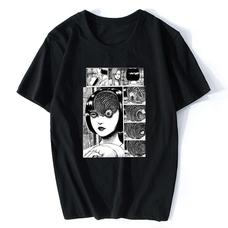 Uzumaki хлопковая футболка мужская Junji Ito футболки ужас манга томие короткая аниме