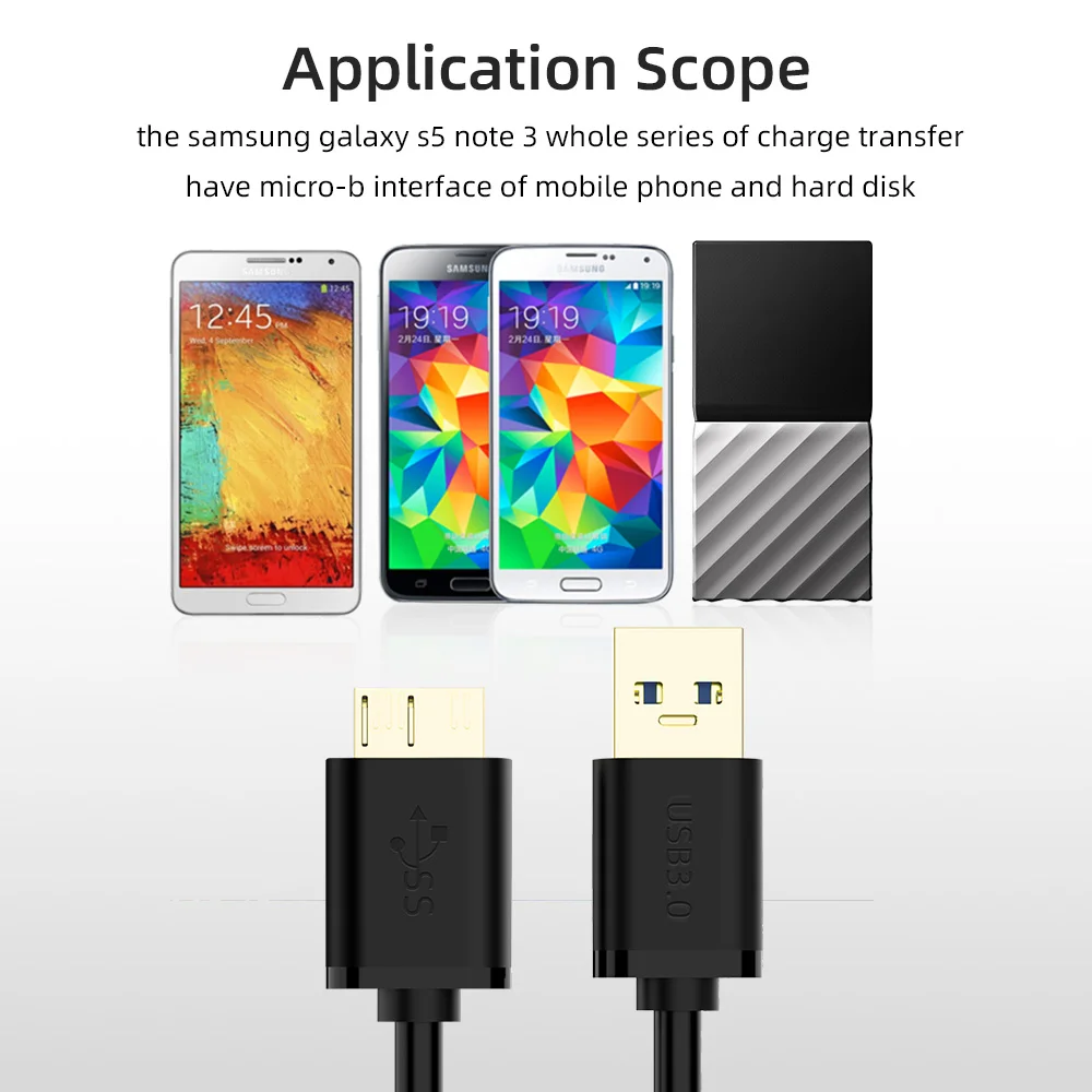 Кабель USB 3,0 type A к Micro B, кабель быстрой скорости для samsung S5 Note 3, USB HDD, кабель синхронизации данных для внешнего жесткого диска HDD
