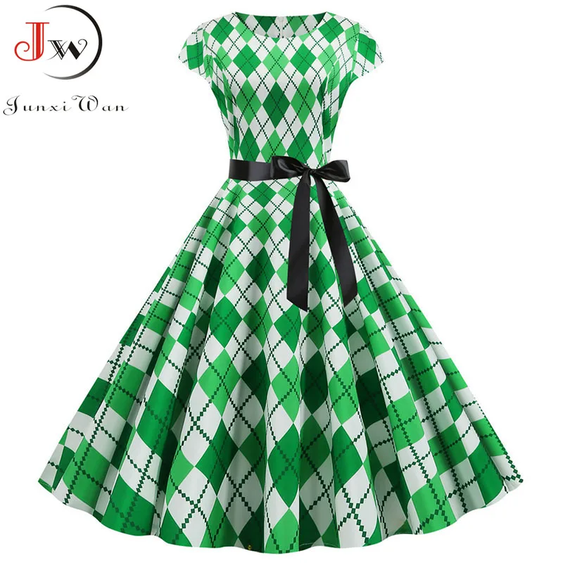 Женское винтажное платье в клетку с коротким рукавом Pinup Rockabilly Элегантные
