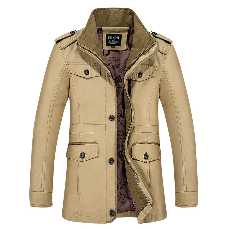 

Spring Winter Style Men Fashion Slim Fit Large Size Jacket Mid-length Large Size Business Coat
