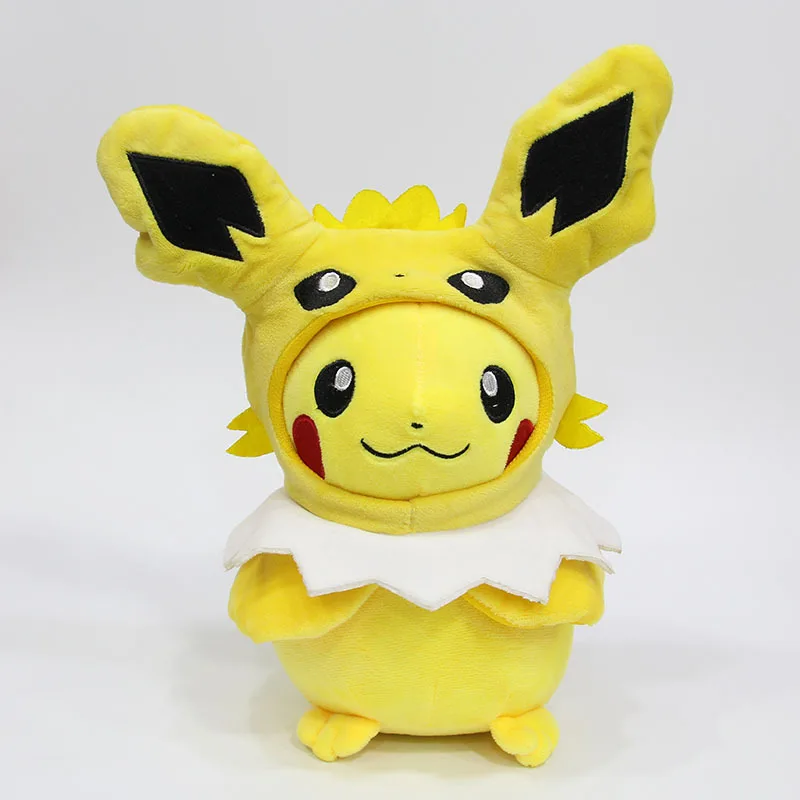Cos Jolteon 28 см карманные животные Пикачу Косплей Eevee плюшевые игрушки Gengar мягкие куклы Eevee с плащом Cos игрушка Пикачу детский подарок SA1884 - Цвет: Cos Jolteon