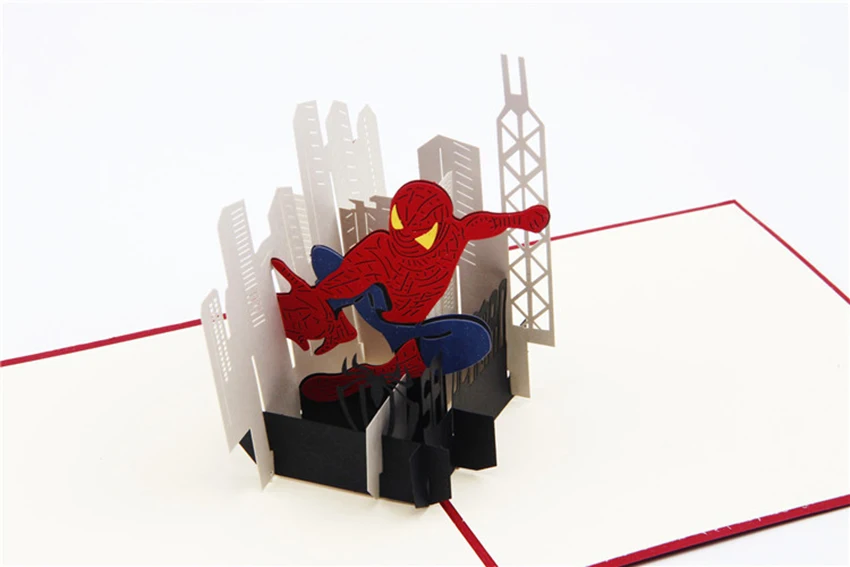 3D открытка креативный подарок мультфильм Человек-паук Новогодняя Рождественская открытка на день рождения визитная открытка бумага для рукоделия приглашения