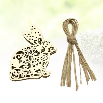 

30pcs Rabbit Wooden Pieces Hollow Out Bunny Wooden Cutouts Pendant Wooden Chip Embellishments Ornament for DIY