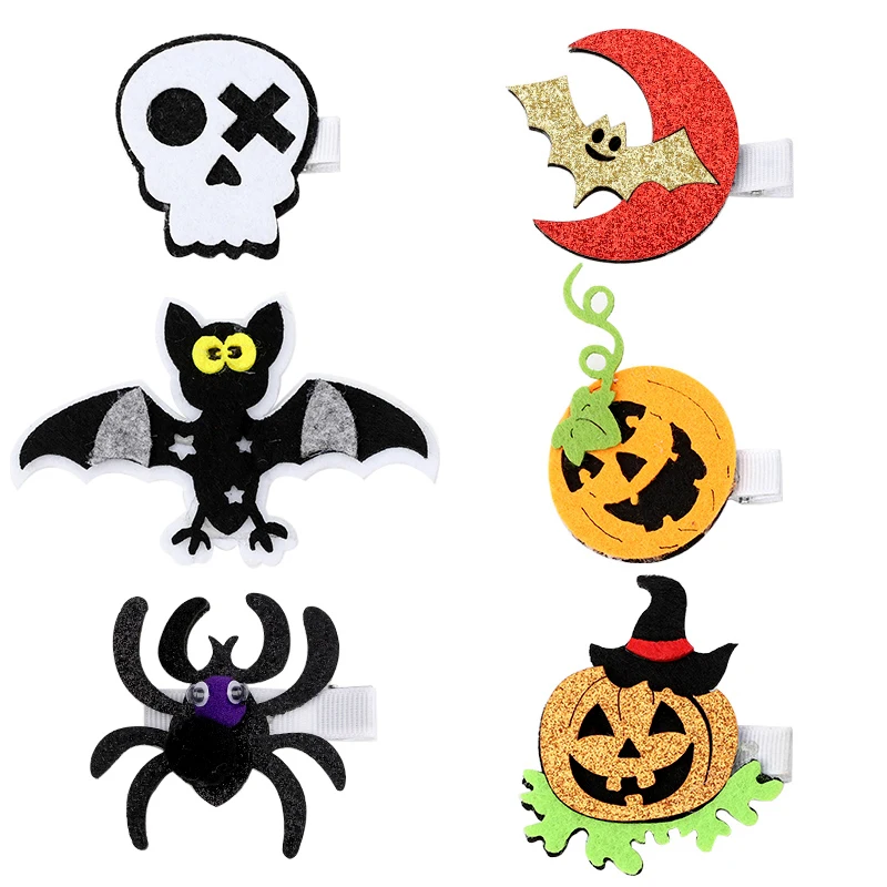 

Baby Girl Halloween Witch Hat Moon Hair Clips Ghost Hairpins Boys Pumpkin Skeleton Bat Barrettes Pins Headwear Bebes Accesorios