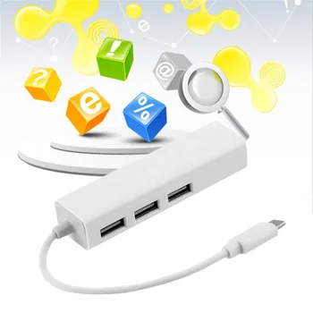 

Hot New USB 3.1 Type C USB-C Multiple 3 Ports Hub with Ethernet Network LAN Adapter Eletronic Toiletry Kits 2019 selling