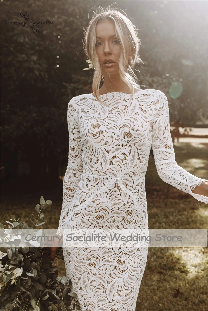 Lace Boho Wedding Dresses Mermaid 