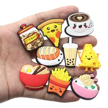 Sabot en PVC pour femmes et enfants, 1 pièce, breloques de chaussures, dessin animé, hamburger, sabots, cadeaux de noël, nouvel arrivage 