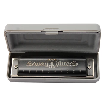 

New swan black 10 hole blues harmonica Key of C tone free shipping