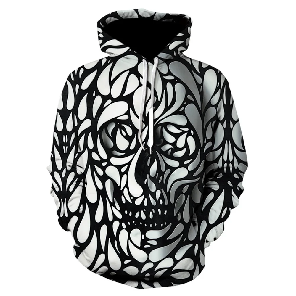 Толстовка мужская с длинным рукавом свитшот 3D принтом расплавленного черепа