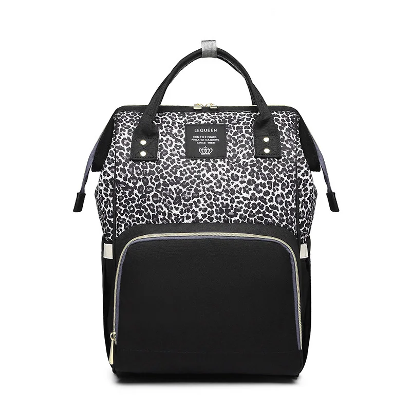 Gray Leopard Сумка для детских подгузников, рюкзак с единорогом, модный рюкзак для мам и мам, брендовый рюкзак для мам, сумка для подгузников для мам - Цвет: Gray Leopard