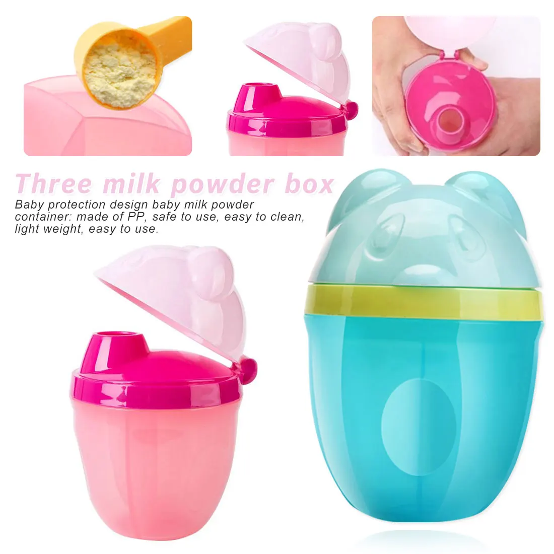 

Cartoon Penguin Baby Milk Powder Box Portable Three-Layer Formula Dispenser Food Container Storage Feeding Box