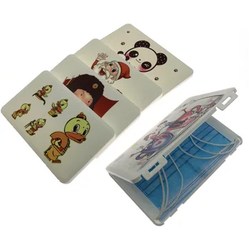 

Face Mask Storage Box Color Cartoon Cute Wind Students Back to School Face Mask Cartridge Snap-Portable Staging Box Dustproof