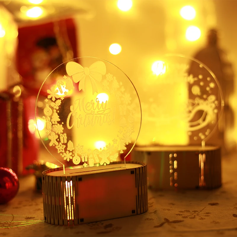 DIY Красочные ночной Светильник Деревянный Прекрасный Рождественский Ночной