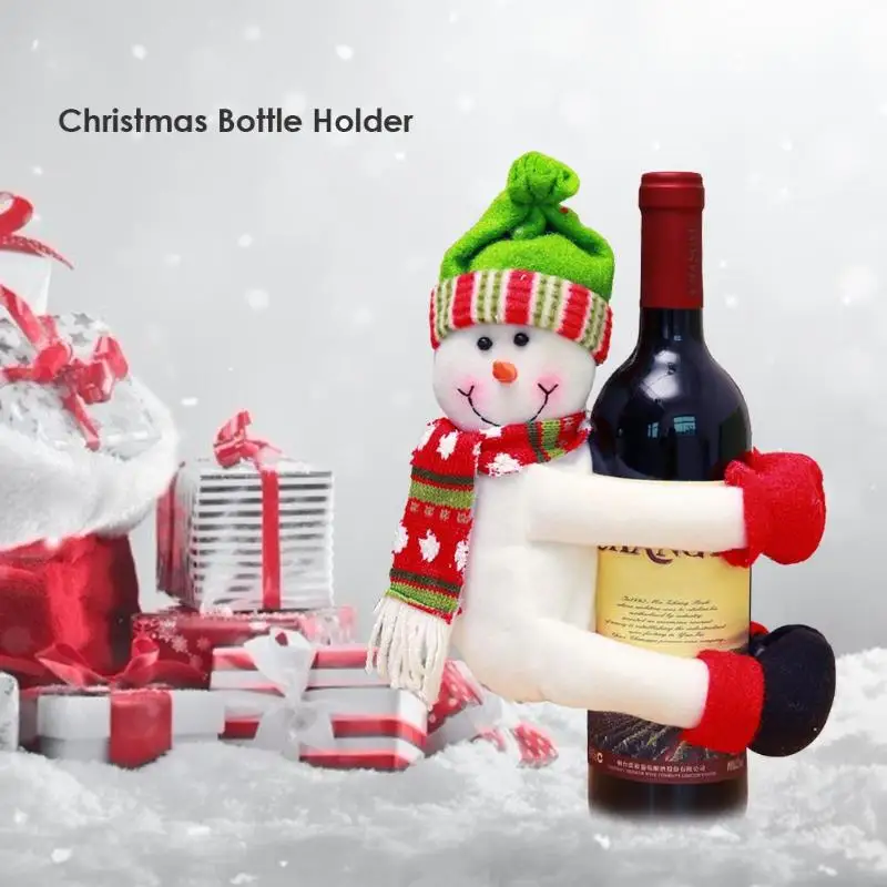 Christmas Decorations Santa Claus Wine Bottle Cover Snowman Gift Holders Xmas Navidad Decor New Year Dinner Party Table Decors
