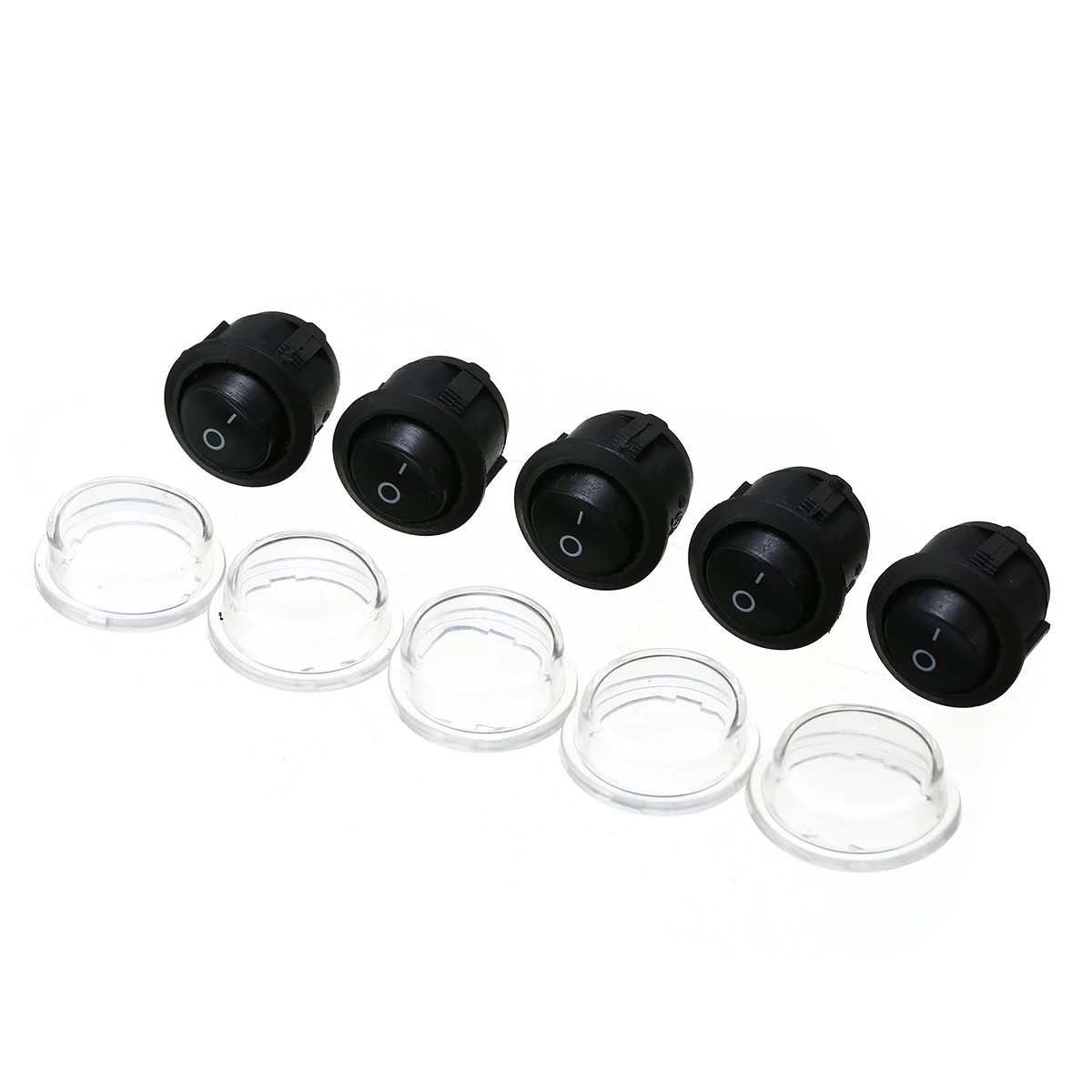 

5pcs 2-PIN ON/OFF SPST Round Rocker Switch Car Boat Dot Rocker Toggle Switch with Waterproof Clear Cover Protection