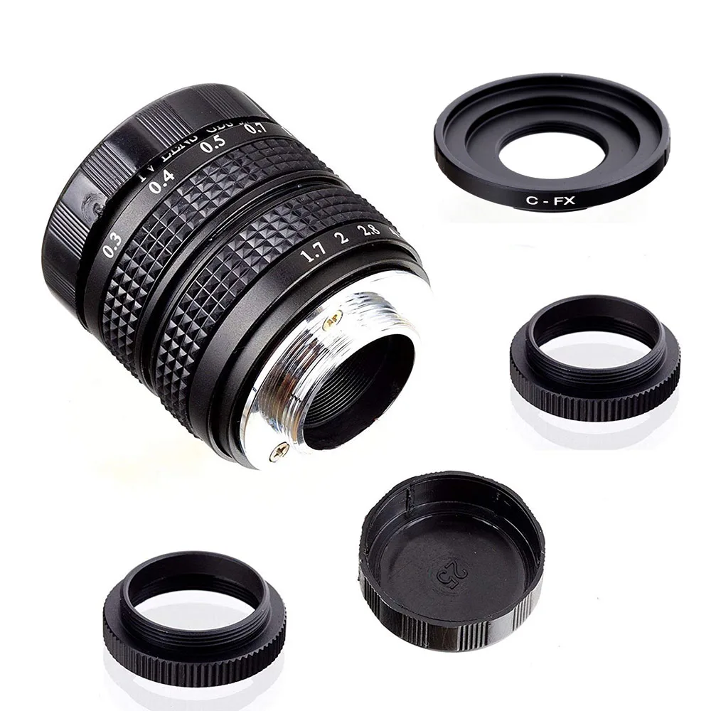 Fujian 35 Millimetri F/1.7 Aps-C Cctv Lens + Anello Adattatore + 2 Macro Ring Per Fujifilm X Mount Mirroless Macchina Fotografica Xt10/Xt20/Xt30/X100F