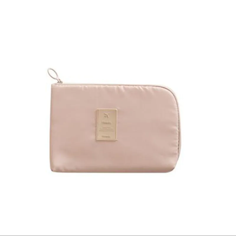Beige Muchacha Trendy Twill Nylon Travel Mobile Gadget USA Cable Devices Insertion Organizer Flight Pilot Digital Storage Pouch Bag - Color: Beige