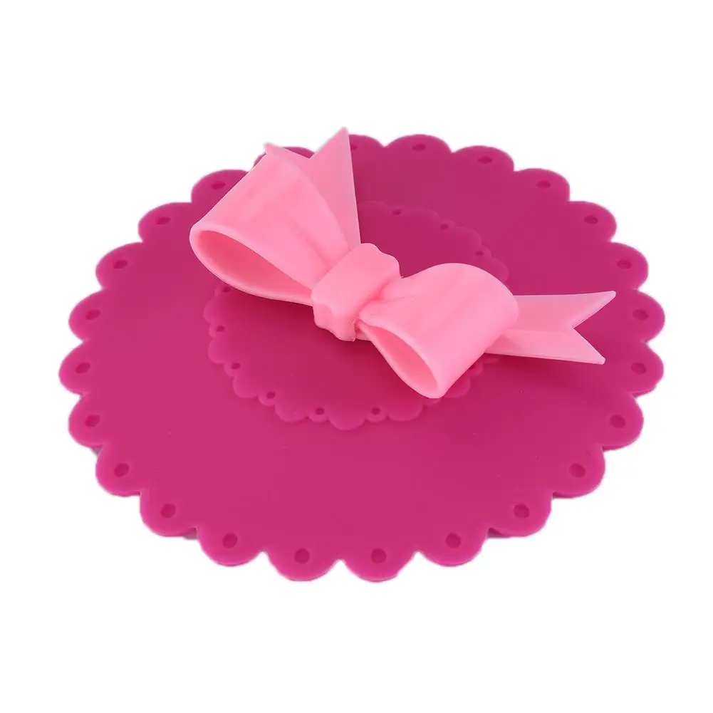 High Quality Fashionable Creative Food-grade Silicone Cup Cover Heat-resistant Safe Healthy Silicone Lid with Bowknot