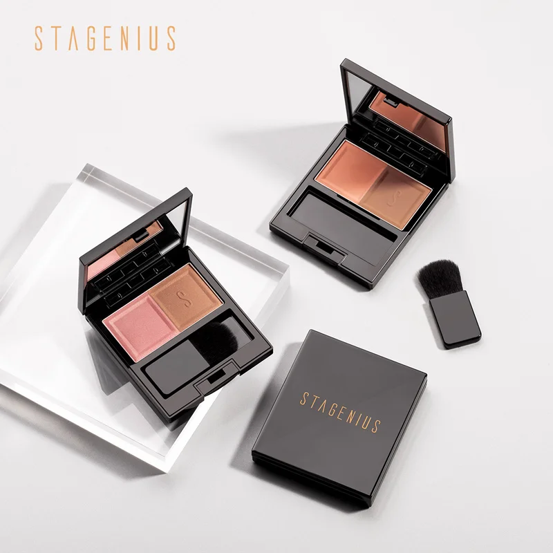 

STAGENIUS Powder Blush Palette Long Lasting Makeup Pigments Natural Face Base Mineral Blusher Palette