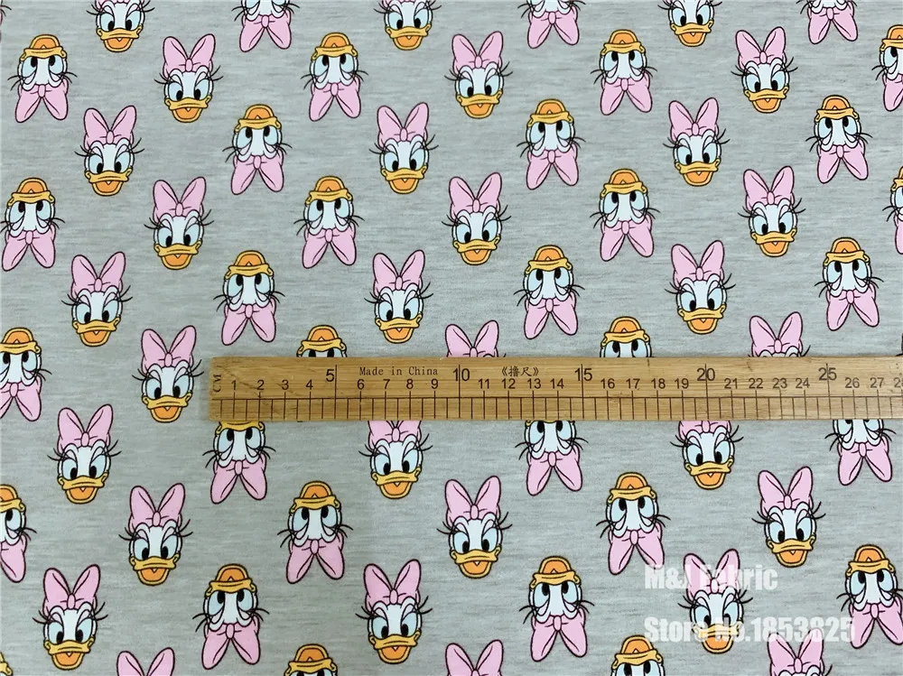 50X170 м, эластичная вязанная хлопковая ткань с рисунком Дейзи Дак для шитья, Лоскутная Одежда для маленьких девочек, детская футболка