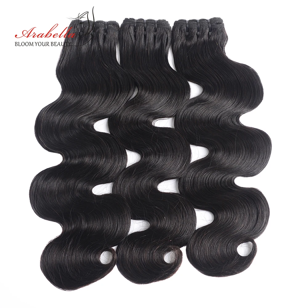 Double Drawn Hair Extension Brazilian Body Wave Hair Bundles 100% Human Hair Arabella Thick Ends Na