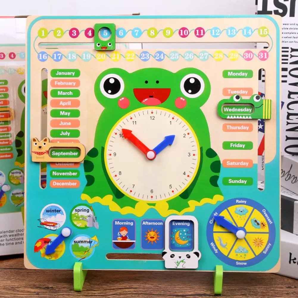  Colorful Clock Toy Mathematics Montessori Teaching Aids Cute Frog Kids Preschool Math Learning Toy - 4000183418238