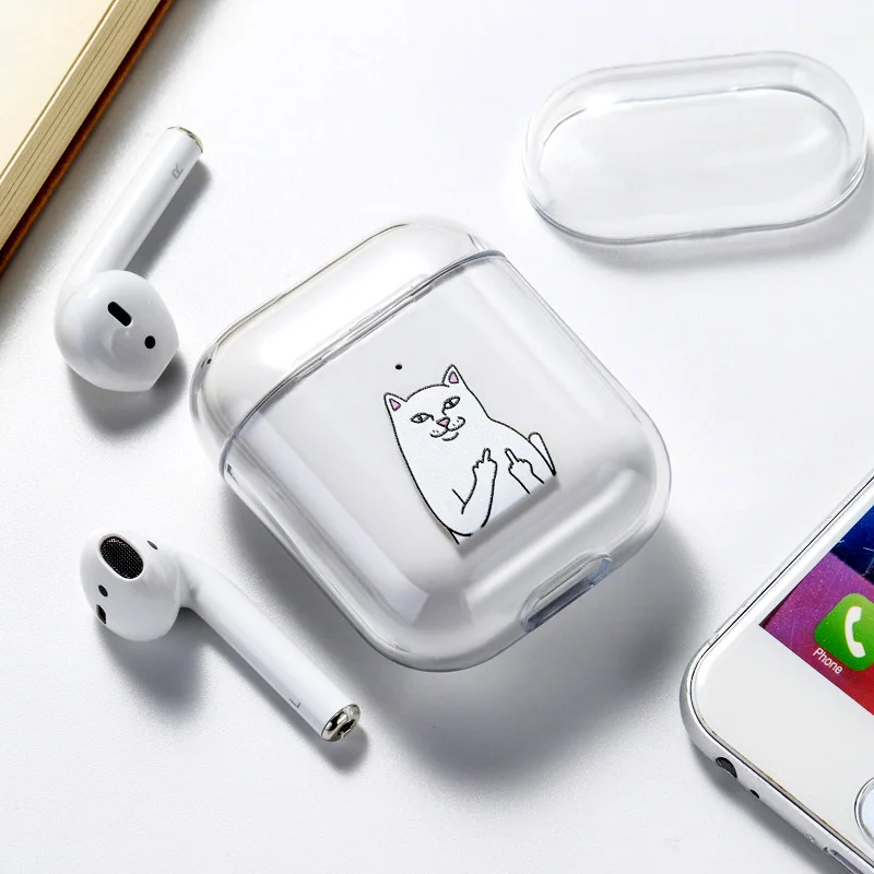 Для Airpods чехол милый мультфильм Кот динозавр жесткий беспроводной Bluetooth наушники чехол для Apple Airpods 2 1 защитный чехол коробка