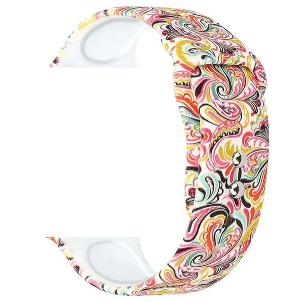 Силиконовый ремешок с принтом для Apple Watch, 38 мм, 42 мм, 40 мм, 44 мм, мягкий спортивный браслет с мультипликационным принтом для мужчин и женщин, браслет для iwatch, серия 5, 4, 3, 2