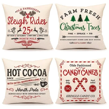 

Rustic Christmas Farmhouse Throw Pillow Covers Winter Holiday Cushion Case for Sofa Couch