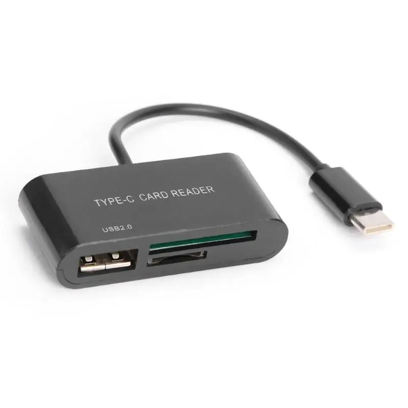 3 в 1 USB OTG кардридер адаптер Type C кабель SD / Micro TF для подключения камеры Смарт карта