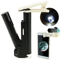 60X 100X Handy Mikroskop Lupe Optische Zoom mit Handy Clip Tasche Lupe LED UV Licht Makro Objektiv