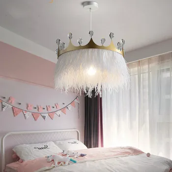 

Mo Jue Nordic feather chandelier modern simple personality warm romantic children's room ins girl net red bedroom lampLB032104