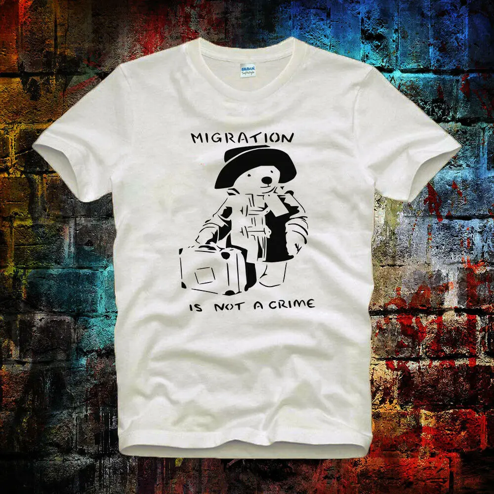

Paddington Bear Migration Is Not A Crime Retro Vintage Men Ladies T Shirt 533b