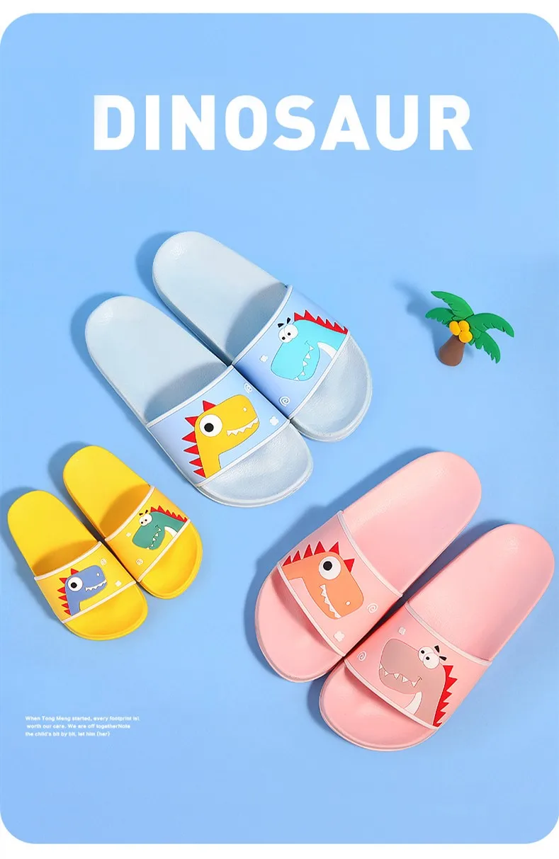 Suihyung/Летняя детская обувь; нескользящие пляжные шлепанцы для плавания; шлепанцы яркого цвета с рисунком динозавра; домашние тапочки для мальчиков и девочек
