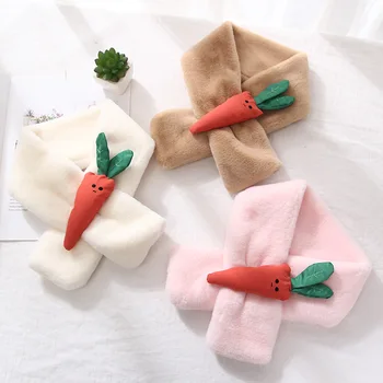 

New Design Women Fashion Winter Little Animals Children Scarf Plush Cartoon Cute Cross Scarf Warm Clothing Accessories