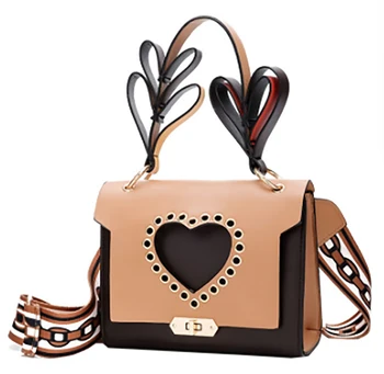 

QZUnique Women's Cross Body Purses Love Hollow Out Shoulder Bag Ladies Designer Handbag Khaki