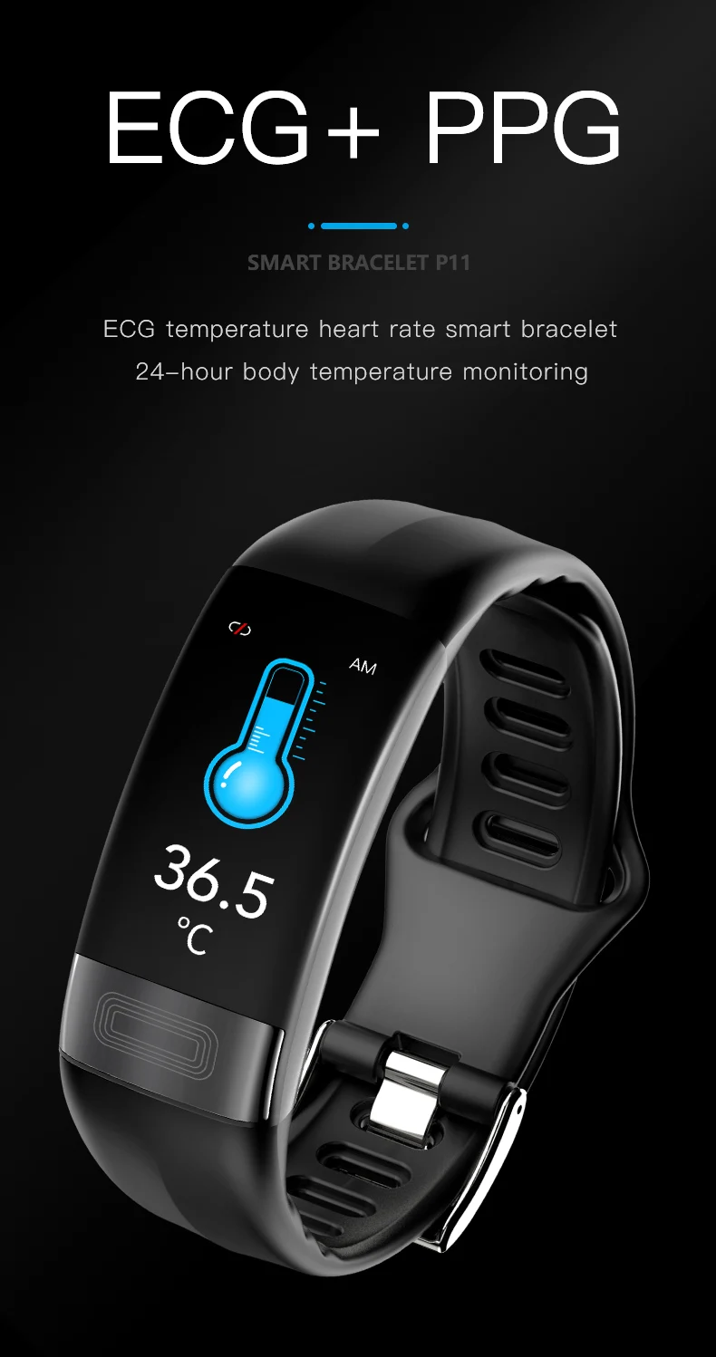 UGUMO ECG+PPG Smart Bracelet Body Temperature Blood Pressure Heart Rate Monitor Smartband Fitness Tracker Sport Smart Wristband