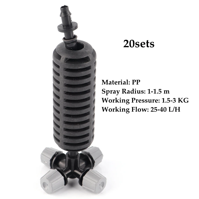 Family Yard Atomized sprinkler Sprayer Irrigation Foggy Irrigation Kit with 4/7mm Hose Connector Four Way Sprinkler 5-30sets - Color: 20sets