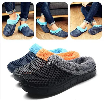 

2020 Winter Warm Slippers Women&Men Shoes Indoor Cotton Pantoffels Casual Crocus Clogs With Fur Easy On/ House Floor Slippers