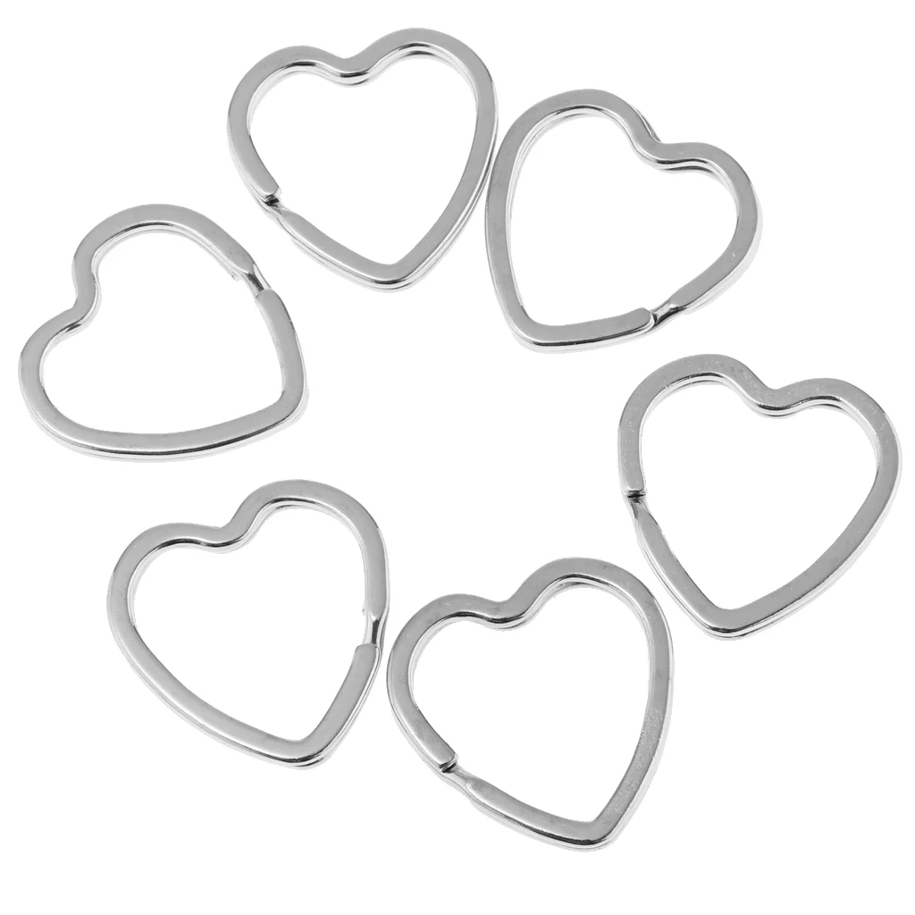 

60pcs Handmade Heart Shape Split Key Chain Ring Connector For DIY Accessories