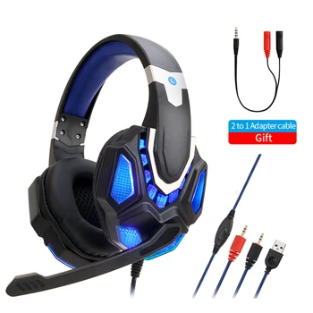 

Computer Gamer Headset LED PC Gaming Headphone with microphone Stereo Bass Cascos Music Cosque For Phone Laptop Kids Adult Man