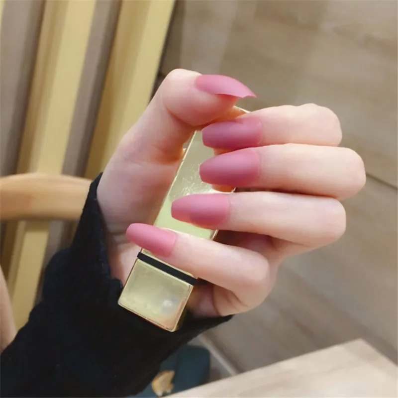 Накладные ногти-стилеты для ногтей длинные острые Nep Nagels с клеем, стикер глянцевый пластик искусственные винно-красные накладные ногти для Хэллоуина Вечерние - Цвет: m13-389-2