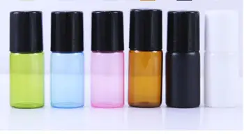 

100pcs/lot 1ml 2ml 3ml Glass Roll On Bottle Empty Vials with Metal Roller Ball for Essential Oils Perfume Aromatherapy