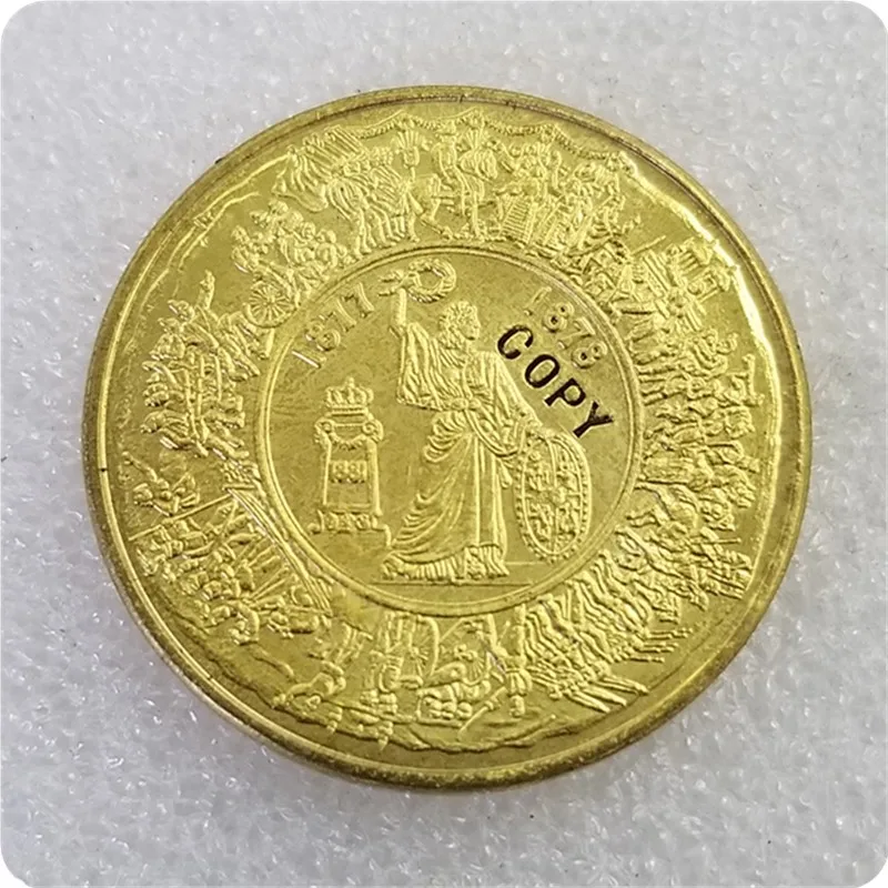 ROMANIA-CAROL-I-INDEPENDENCE-MEDAL-1878-GOLD-PLATED-REPLICA-COPY памятные монеты-копии монет медаль коллекционные монеты