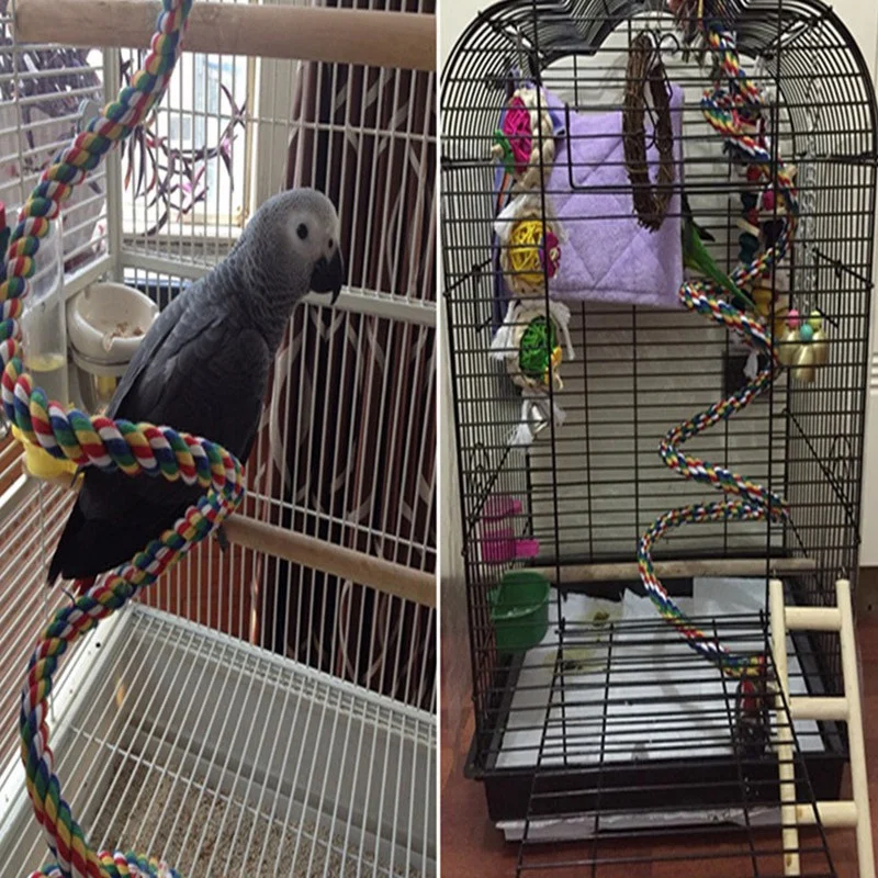 Best Parrot Climbing Toys Sturdy Bird Swing Rope Chewing Standing Bird Toys Parrot Budgie Cage Decoration Bird Accessories