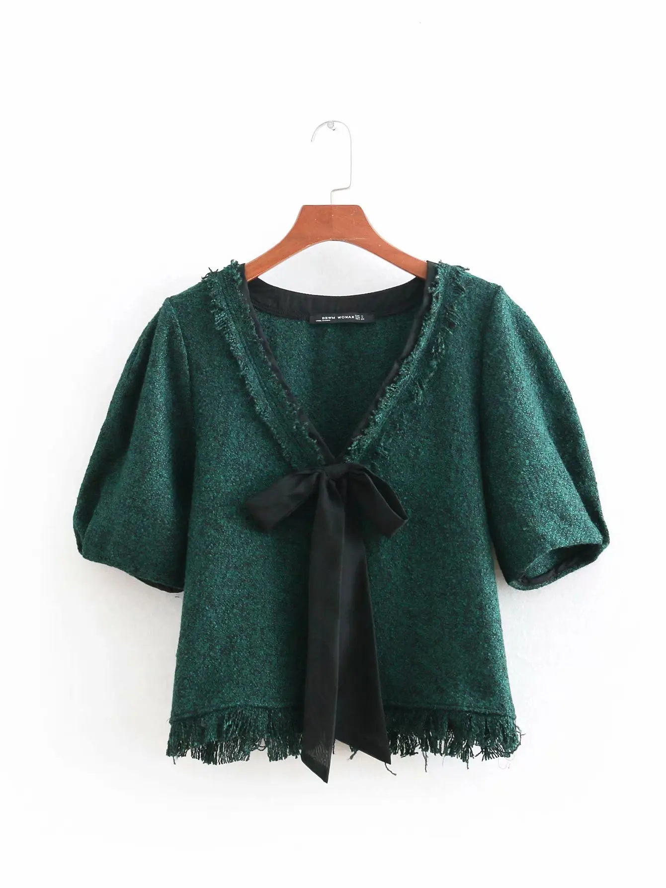 

A1 #2019 Spring New Style Western Style Bow-Accent Tweed Jacket